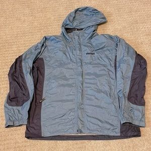 Marmot Blue Two Toned Winter Shell Jacket With Hood